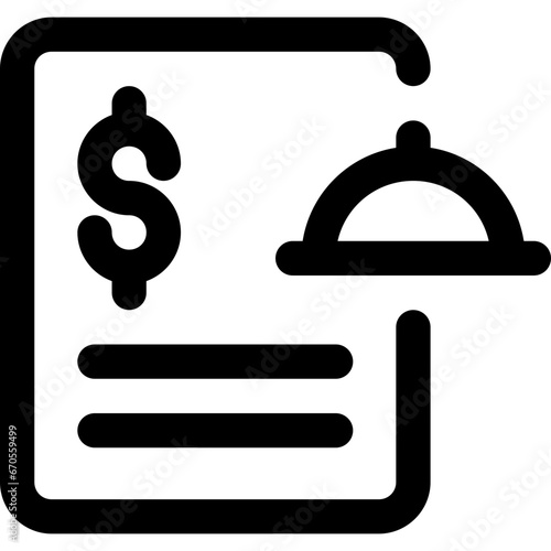 Restaurant bill in outline icon. Tax, receipt, payment, purchase, paper, food tray, food delivery