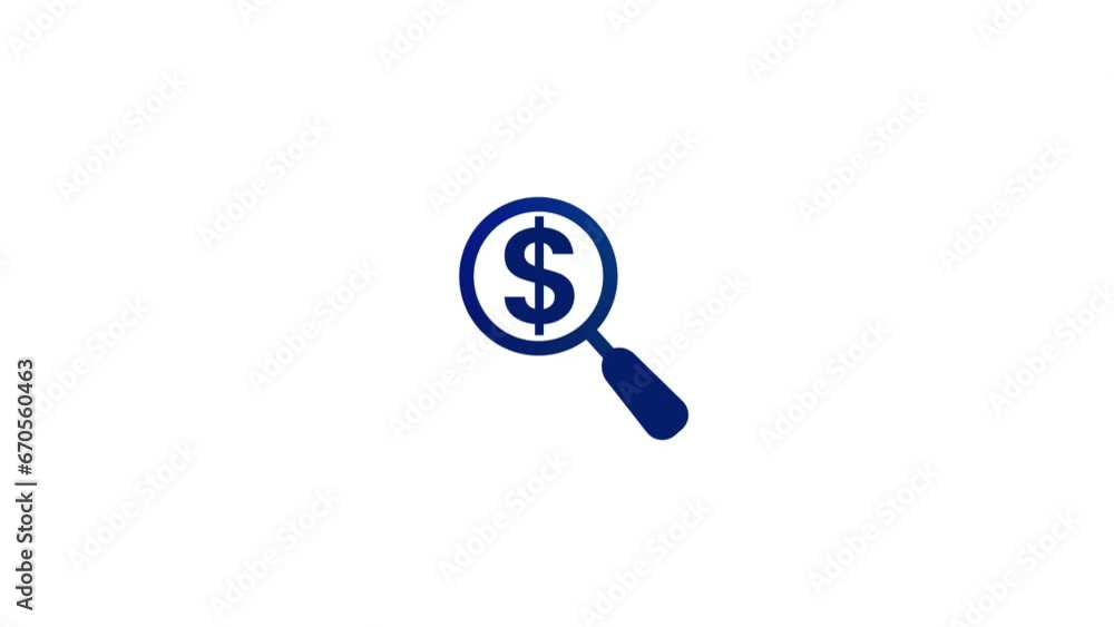 Search Magnifying glass icon on dollar sign animation. k1_1775 Search Magnifying glass icon on dollar sign animation. k1_1775