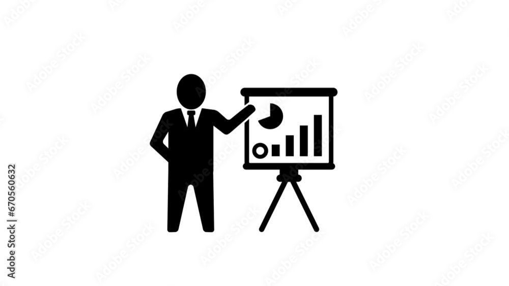 Businessman at presentation board with business chart, Pictogram man explaining finance charts on the whiteboard doing a presentation. k1_1786 Businessman at presentation board with business chart, Pictogram man explaining finance charts on the whiteboard doing a presentation. k1_1786
