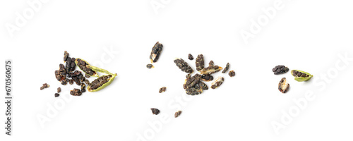 Cardamom Isolated, Green Cardamon Seeds, Dry Kardamon, Cardamum Spice, Genera Elettaria Beans