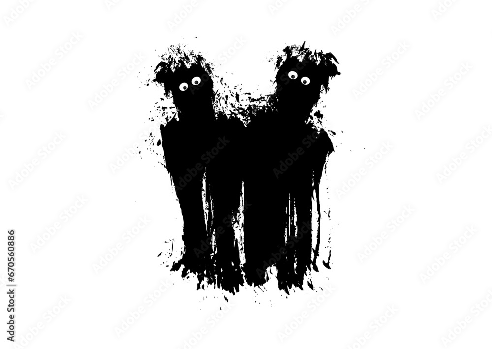 Two abstract ghosts made of black ink Two abstract ghosts made of black ink