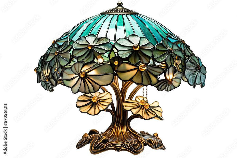 copper and mica shade table lamp isolated on a Transparent background. Generative AI copper and mica shade table lamp isolated on a Transparent background. Generative AI