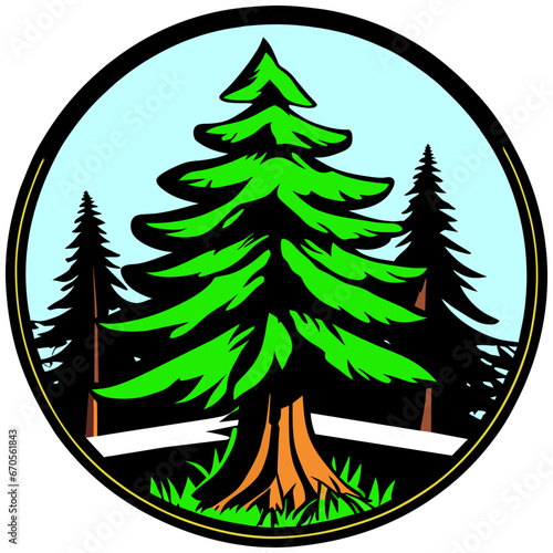 Pine tree forest Christmas illustration vector
