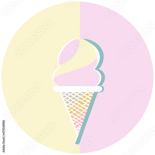 Two Tone Soft Serve Ice Cream Cone Strawberry and Vanilla flavor vector