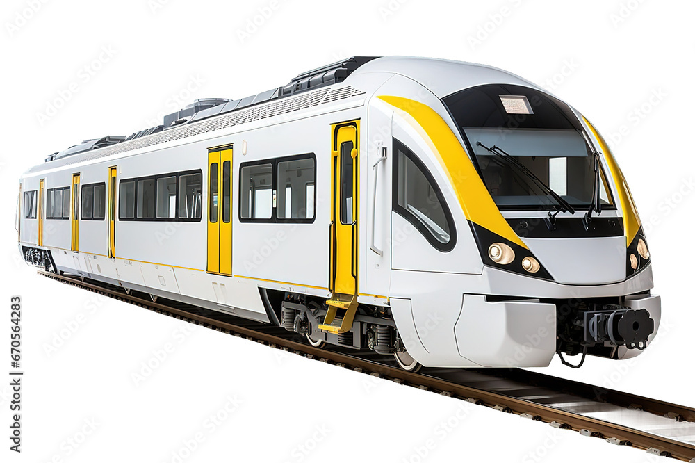 Fototapeta premium train on the railway isolated on a Transparent background. Generative AI