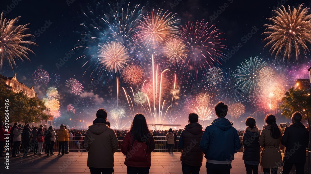 New Year Firework Celebration Background - Generative Ai New Year Firework Celebration Background - Generative Ai