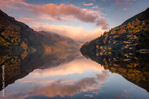 Tranquil Morning at Glendalough Upper Lake, Wicklow National Park, Ireland  photo