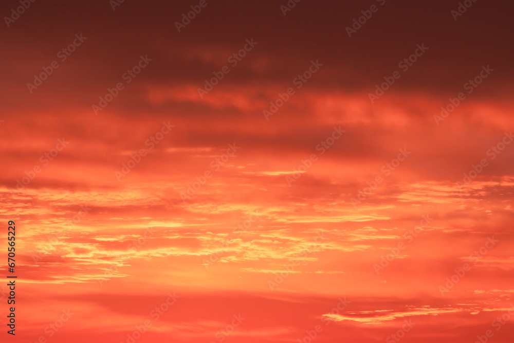 Bright vibrant orange and yellow colors sunset sky