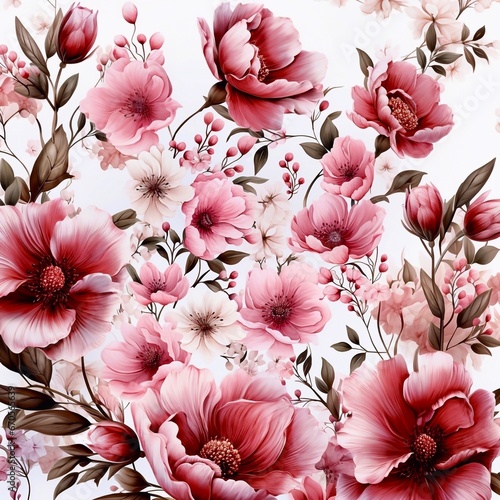 Pink flowers background  generative ai 