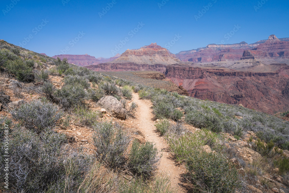 hiking the tonto trail in the grand canyon national park, arizona, usa