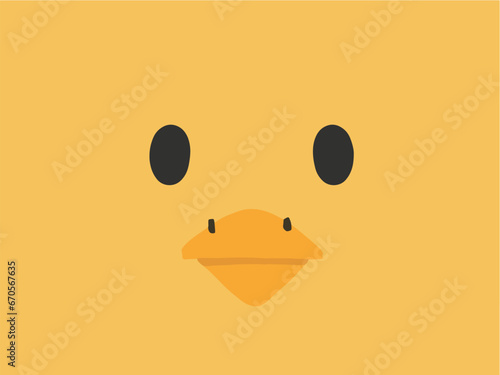 Cute cartoon duck face. Vector illustration in flat design style.