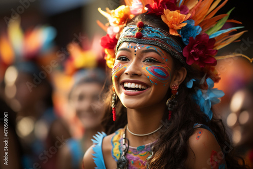 Colorful Cultural Festival Parade - Generative AI photo