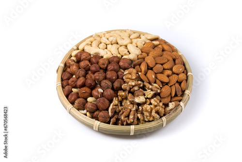 Set of nuts in basket