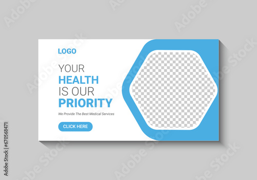Vector medical healthcare youtube thumbnail template video thumbnail template