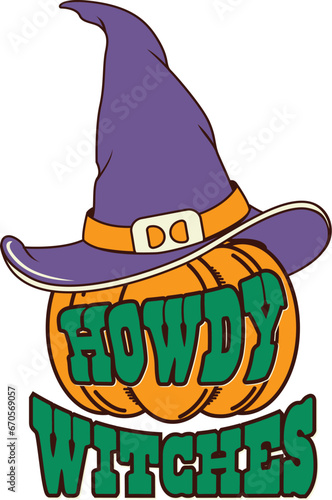 Spooky Western Halloween Sublimation Illustration
