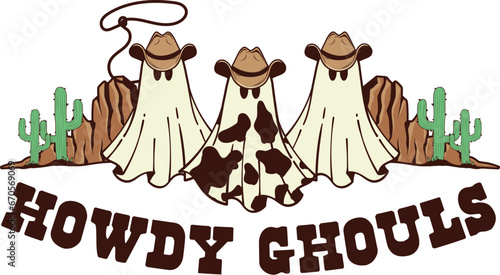 Spooky Western Halloween Sublimation Illustration