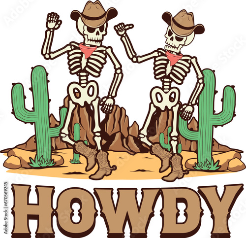 Spooky Western Halloween Sublimation Illustration