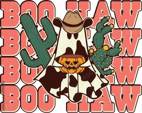 Spooky Western Halloween Sublimation Illustration