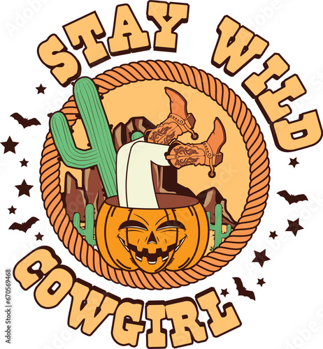 Spooky Western Halloween Sublimation Illustration