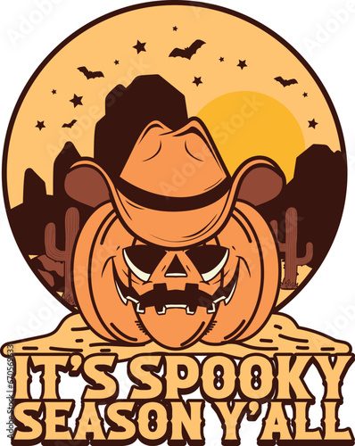 Spooky Western Halloween Sublimation Illustration