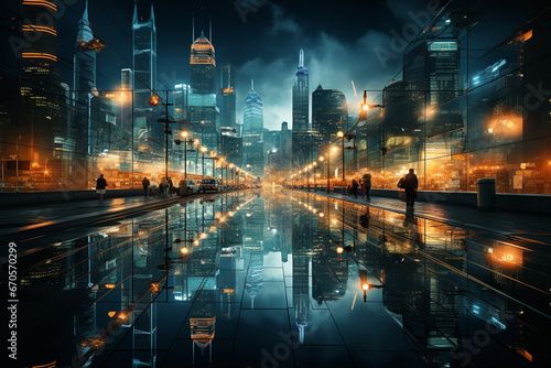 Futuristic Cityscape at Night - Generative AI
