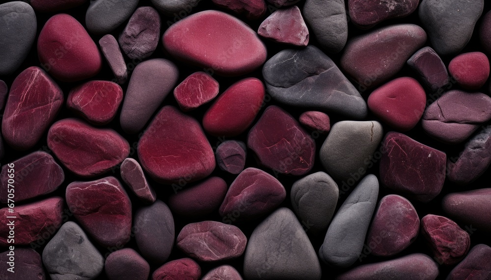 rare stone burgundy and gray matte color Pattern with Meticulously Smoothed River Rock Pebbles rare stone burgundy and gray matte color Pattern with Meticulously Smoothed River Rock Pebbles