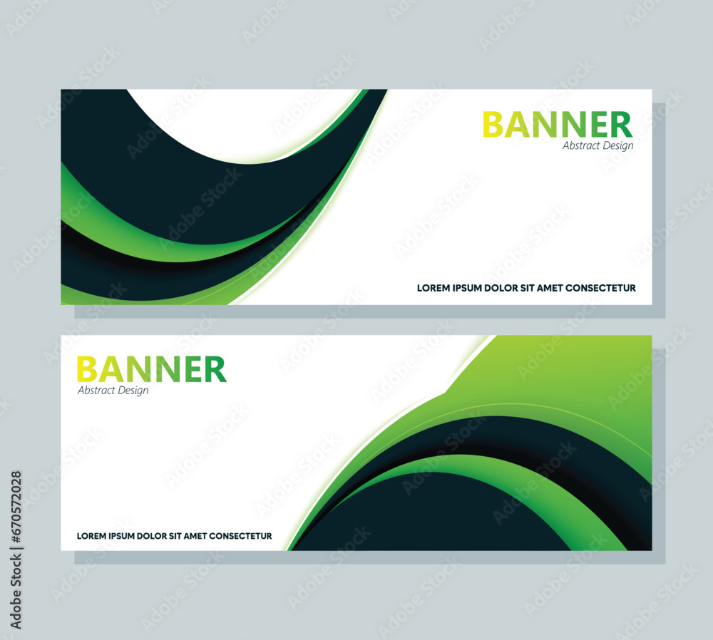 green abstract wave banner design