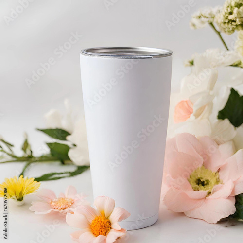 Blank tumbler,Tumbler mockup,Tumbler and flower background