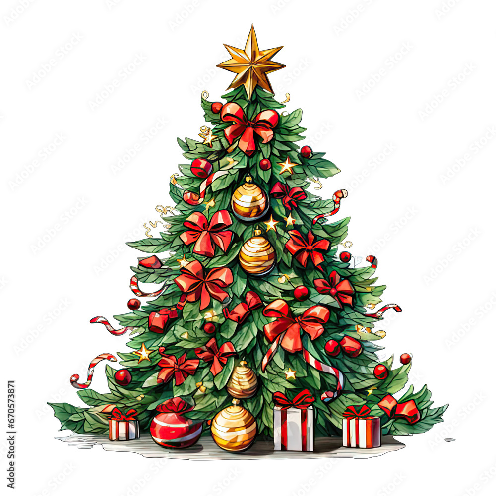 Christmas tree decorated on Christmas Day, created by AI Christmas tree decorated on Christmas Day, created by AI