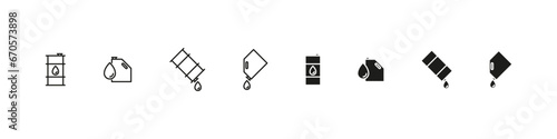 Oil vector icon set. Industrial oil outline and flat icons.