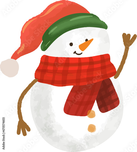 hand drawn illustration christmas winter snowmen illustration (ID: 670574603)