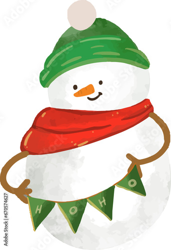 hand drawn illustration christmas winter snowmen illustration (ID: 670574627)