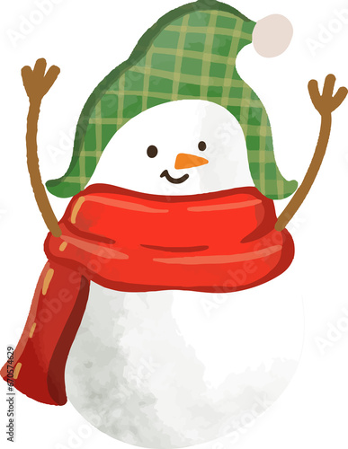 hand drawn illustration christmas winter snowmen illustration (ID: 670574629)