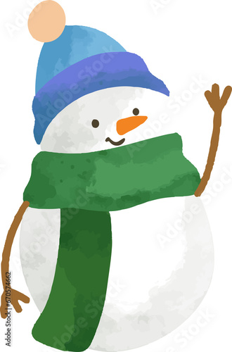 hand drawn illustration christmas winter snowmen illustration (ID: 670574662)