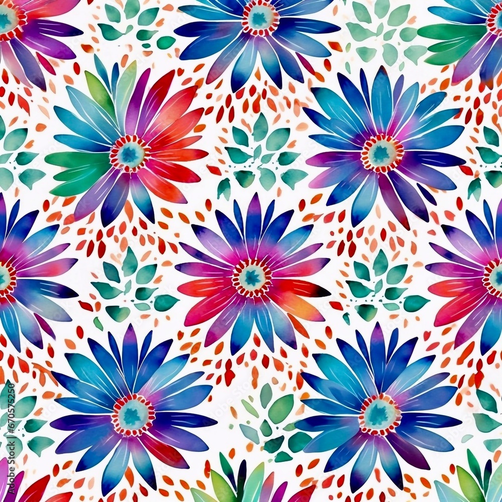 seamless pattern with flowers, generative Ai 