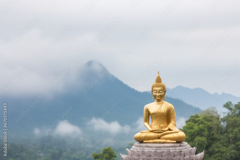 Buddha Statue in Meditation above the Horizon Buddha Statue in Meditation above the Horizon