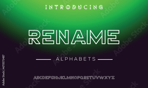 RENAME Modern outline display font vector.