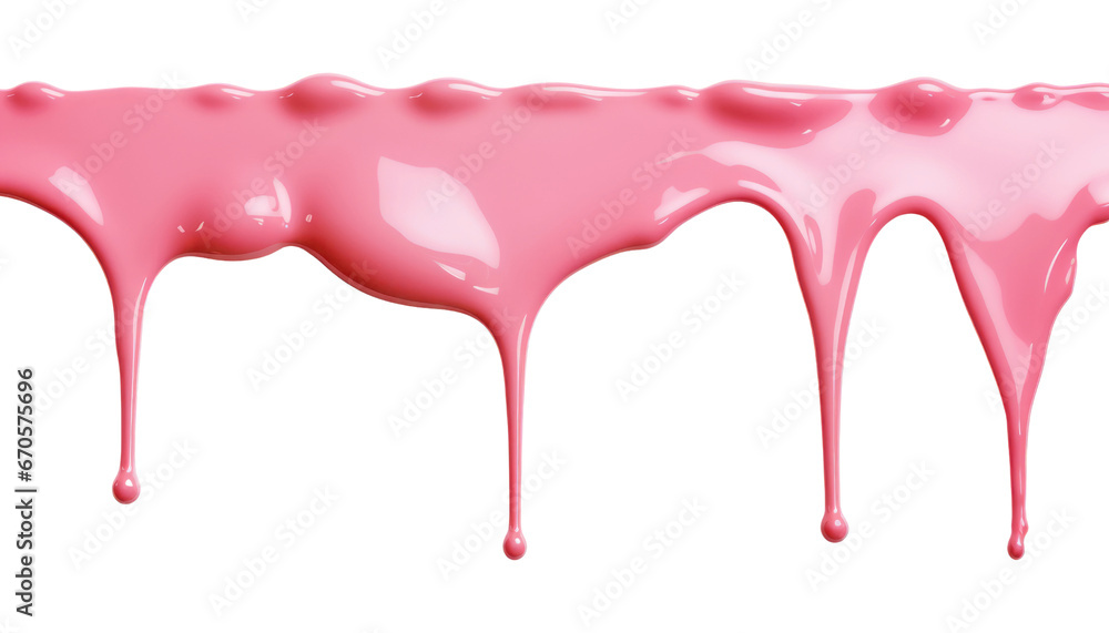 pink paint dripping isolated on transparent background cutout