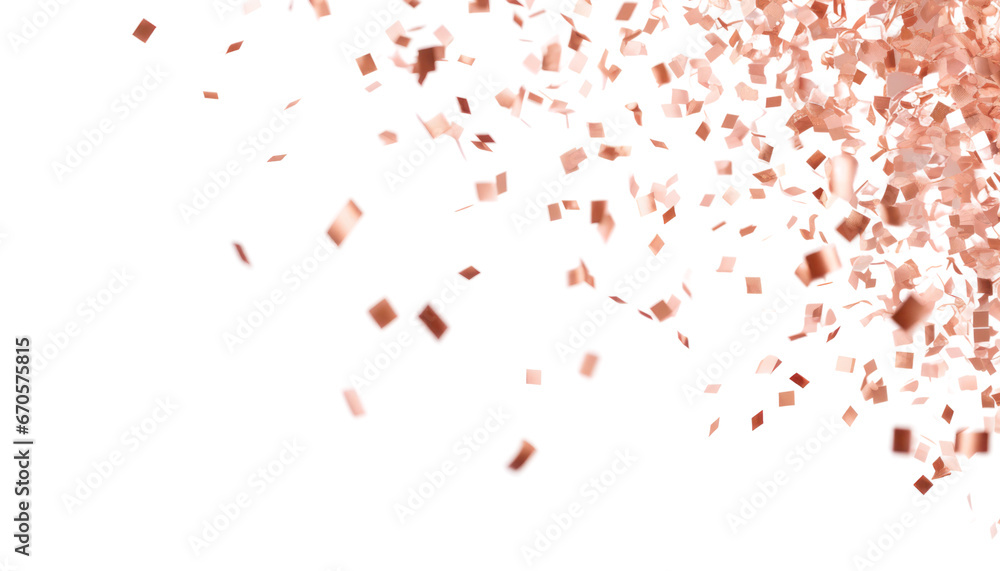 pink gold confetti isolated on transparent background cutout