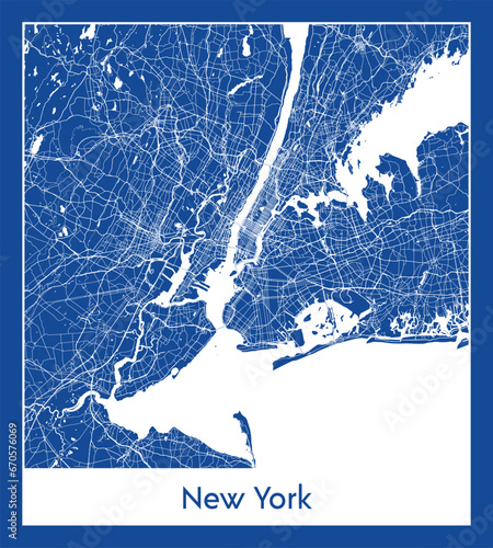 New York United States North America City map blue print vector illustration