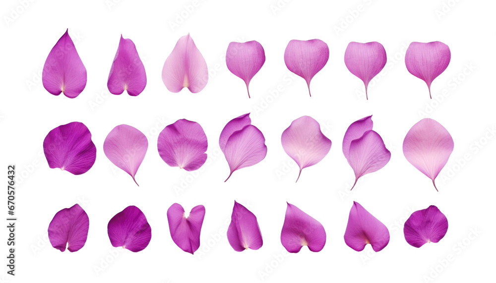 purple petals isolated on transparent background cutout purple petals isolated on transparent background cutout