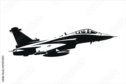 Military jet fighter, jet fighter, military jet isolated on white, aircraft silhouette