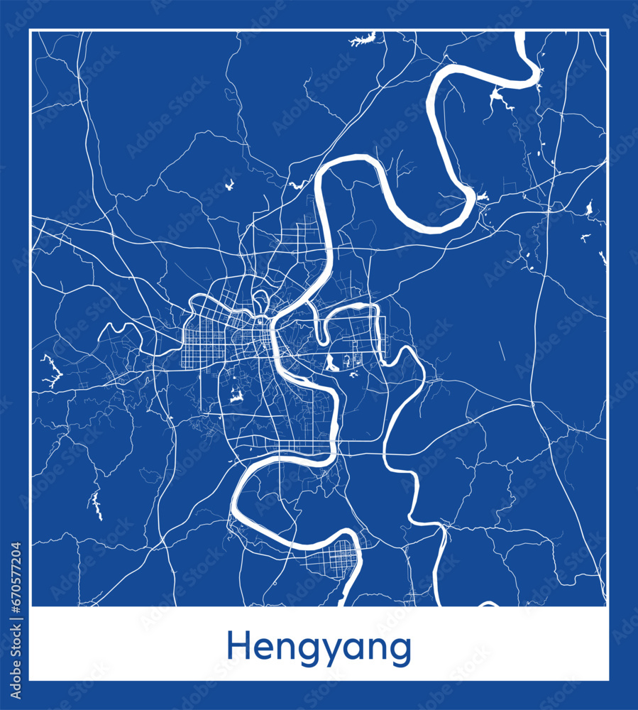 Hengyang China Asia City map blue print vector illustration Hengyang China Asia City map blue print vector illustration