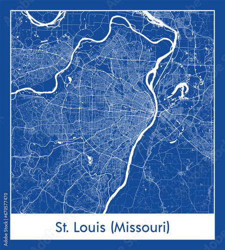 St. Louis Missouri United States North America City map blue print vector illustration