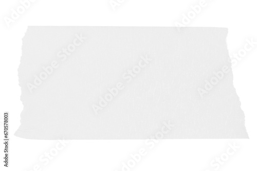 A piece of white paper tape on a blank background.