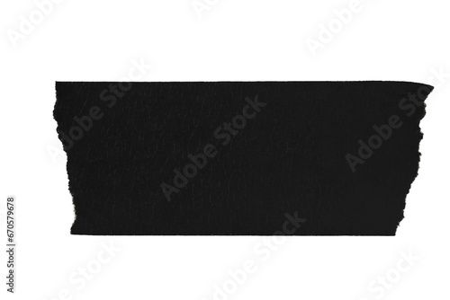 A piece of black paper tape on a blank background.