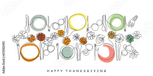 Continuous line art of Pumpkin pie. Thanksgiving postcard. Autumnal mood. Fall cuisine elements. Orange and yellow color of fall. Cinnamon and pumpkin line art vector. Traditional dish of thanksgiving