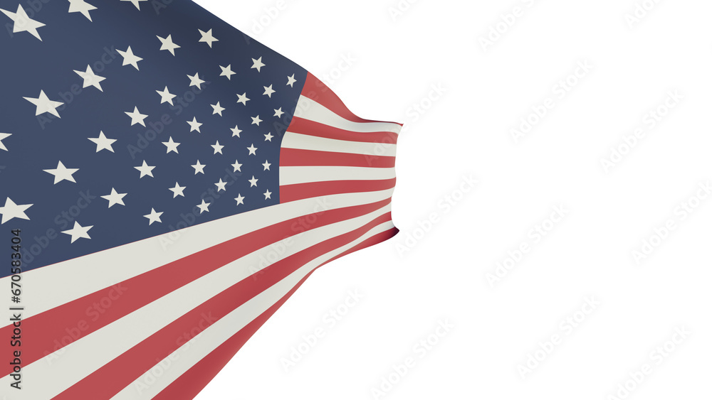 Fototapeta premium American flag on transparent background. Waving US flag. 3d rendering. 