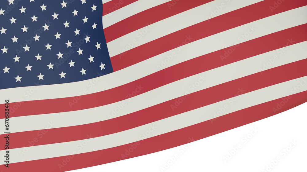 Fototapeta premium American flag on transparent background. Waving US flag. 3d rendering. 
