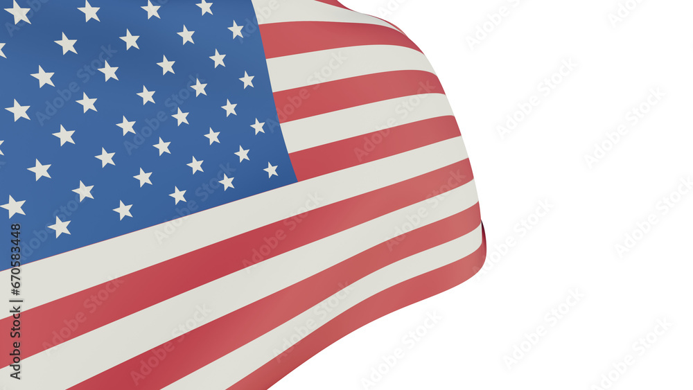 Fototapeta premium American flag on transparent background. Waving US flag. 3d rendering. 